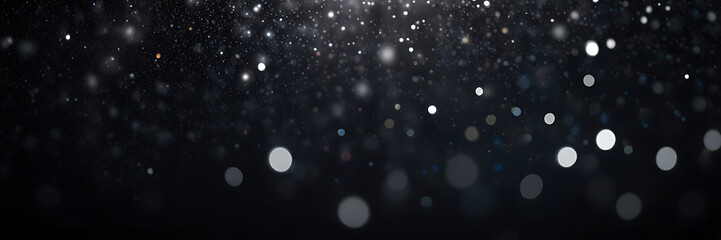 night dark blue sparkling glitter bokeh and light art. Gold confetti and navy background. Golden scattered Christmas dust