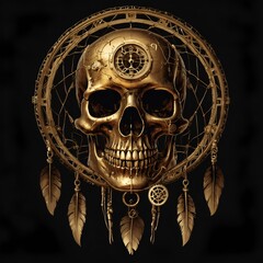 Golden Skull Steampunk Dreamcatcher
