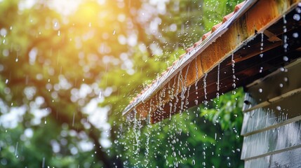 Macro shot of a rainwater harvesting system, sustainable living and cost-saving