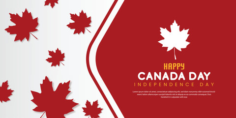 canada day 1st of july wishing design maple leaf, flag typography, background vector file