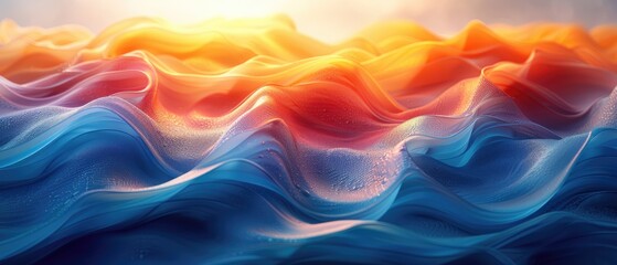 Obraz premium Design apps or products with an abstract background featuring soft pastel waves in gradient chartreuse, marigold, and azure hues