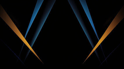 Abstract-lines of  blue and gold on black background