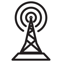 Antenna tower icon in flat style. Broadcasting vector illustration on white isolated background. Wifi business concept.