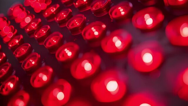 A closeup of an infrared light panel showing the concentrated red light that is known to stimulate cellular repair and boost overall immune function. .
