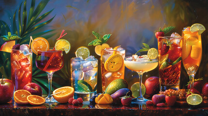 Fototapeta premium Cocktail Hour: A Symphony of Flavors