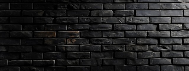 Brick black wall, textured background