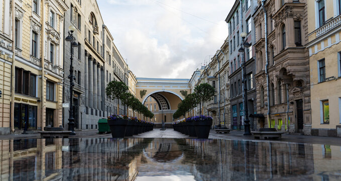 St. Petersburg, Russia, June 04, 2023: Bolshaya Moskovskaya street in St. Petersburg