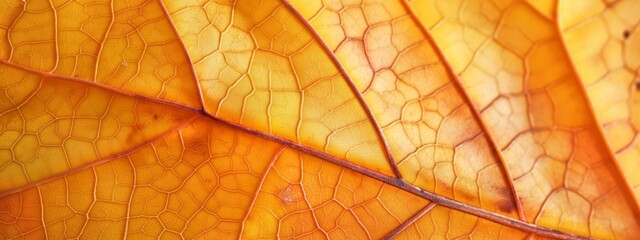 Texture of a yellow-orange leaf macro pattern, textured natural background