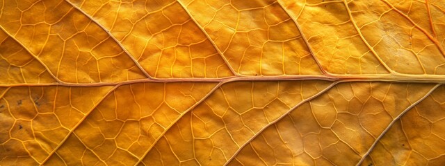 Texture of a yellow-orange leaf macro pattern, textured natural background