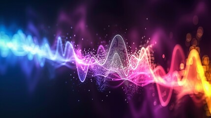 A colorful sound wave background.