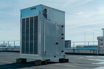 Industrial TC Central Air Conditioning Unit Under Clear Blue Sky