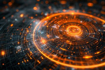 Quantum Computing Core Futuristic Design, Abstract Technology Background