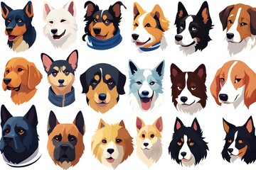 Various types of dogs, illustration, design.
Generative ai.