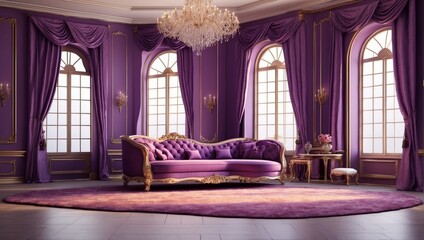 Elegant room with an violet background