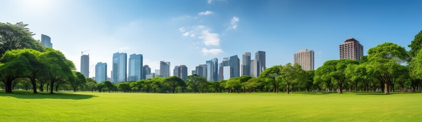 Obraz premium Cityscape Retreat: Panoramic Glimpse of Central City Park, an Urban Sanctuary