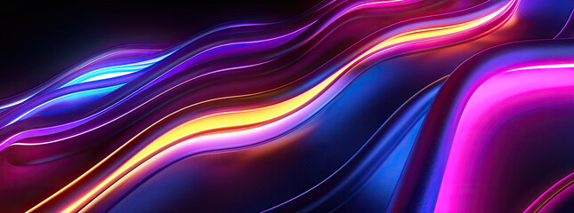 3d render, abstract neon background with colorful glowing curvy lines Minimalist futuristic wallpaper