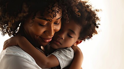 Tender Embrace: Mother Holding Child in Warm, Soft Light