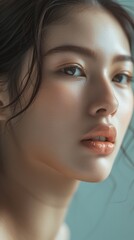 Asian model close up photo, beauty and charming woman