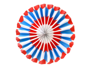 4th of July paper fan decoration isolated on transparent background
