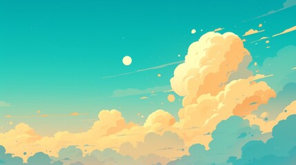 Epic illustration scene of evening sky with clouds