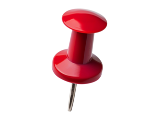 Red push pin isolated on transparent background