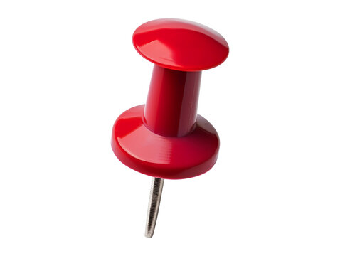 Red push pin isolated on transparent background