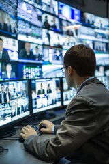 A modern control room equipped with advanced Video Management System software empowers security personnel to monitor and manage multiple surveillance cameras simultaneously
