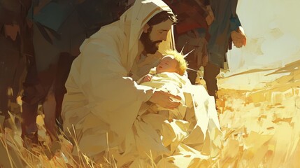 Jesus baby born illustration
