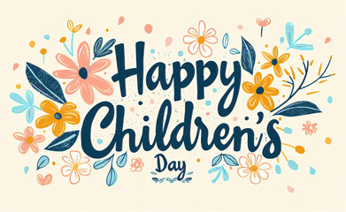 Obraz premium Global Celebration of Children's Day. Illustration Featuring Happy Children Enjoying Fun and Togetherness, Promoting Education and Friendship in a Colourful and Joyful Event
