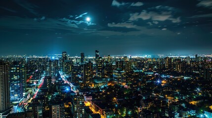 Night city landscape wallpaper