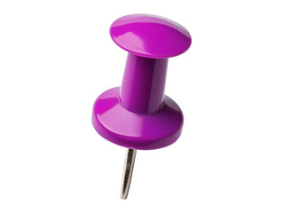 Purple push pin isolated on transparent background