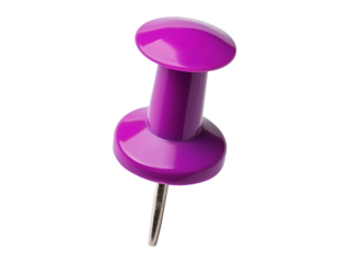 Purple push pin isolated on transparent background