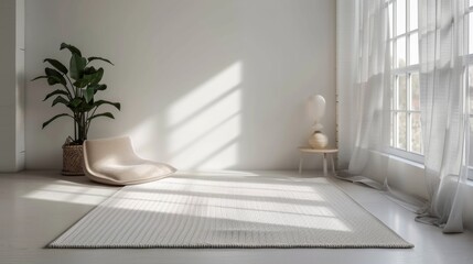 Minimalist rug with a blank rug mockup