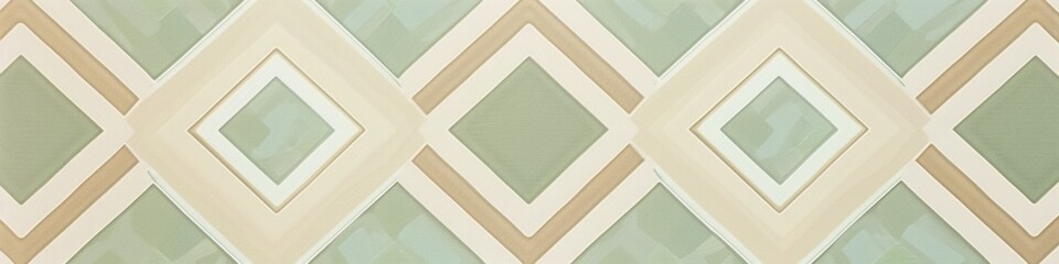 Fototapeta premium A pattern of small symmetrical diamond shapes with cream and light blue colors, reminiscent of French wallpaper patterns from the early modern era, vintage wallpaper