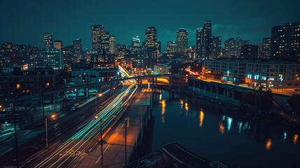 Obraz premium Night city landscape wallpaper