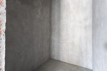 interior of the apartment without decoration in gray colors. rough finish