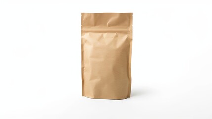 A blank brown kraft cardboard or paper bag isolated on a white background, serving as a packaging template mock-up with a clipping path.