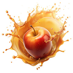 A red apple causes a splash in a pool of juice