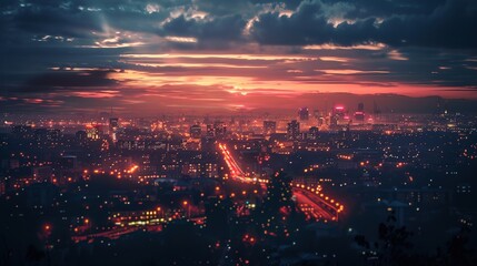 Night city landscape wallpaper