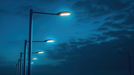 An urban electro-energy technology feature, showcasing a modern street LED lighting pole.

