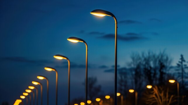 An urban electro-energy technology feature, showcasing a modern street LED lighting pole.

