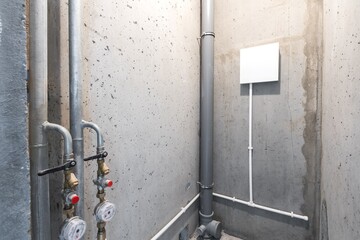 interior of the apartment without decoration in gray colors. rough finish