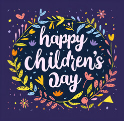  Illustration Featuring Happy Children Enjoying Fun and Togetherness, Promoting Education and Friendship in a Colourful and Joyful Event. Global Celebration of Children's Day.