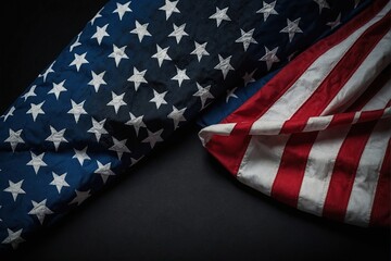  Happy Independence Day. American flags against a black background. July 4 Memorial or Veterans Day