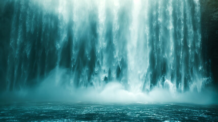 Majestic Waterfall in Sunlit Mist