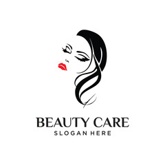 beauty girl logo design vector illustration