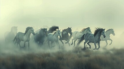 A majestic herd of wild horses