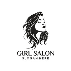 girl salon logo design vector illustration
