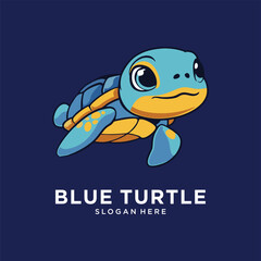 blue turtle logo design vector illustration