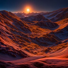 sunrise in mountains, AI Generated.